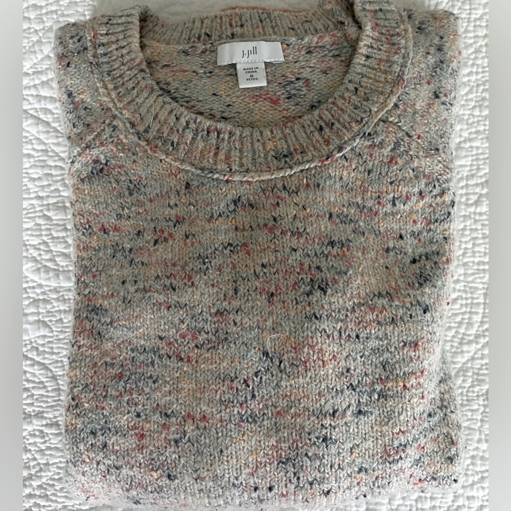 J Jill Ragg Wool Crew Neck Pullover.- Comfortable Loose Fit